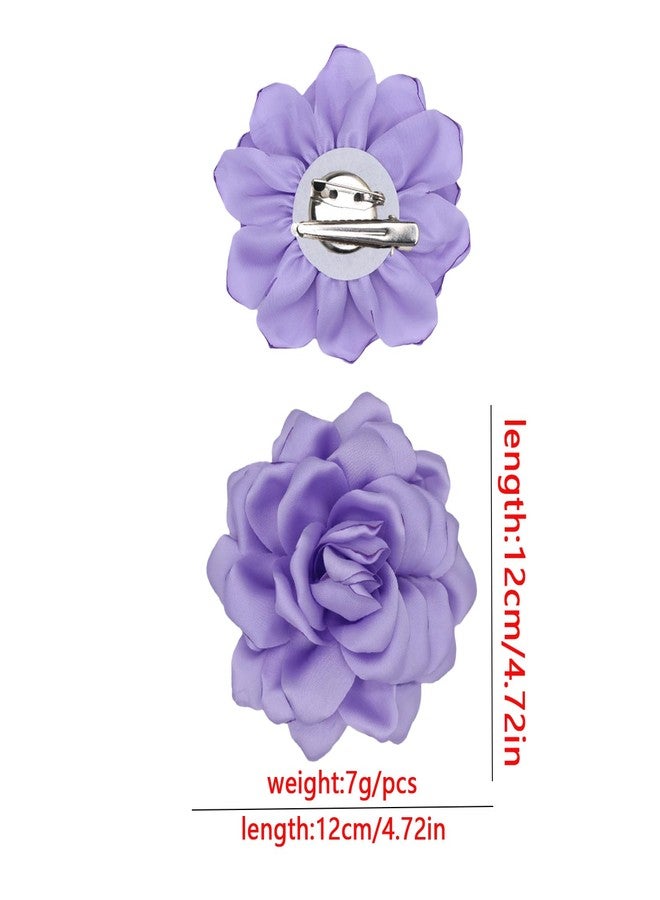 Decixde Flower Brooches for Women Satin Fabric Rose Brooches Handmade Flower Brooches Pin for Wedding Party Dance Banquet Ceremony Versatile Floral Accessory for Clothing and Hairstyling Size:4.72in (white) - Image 3